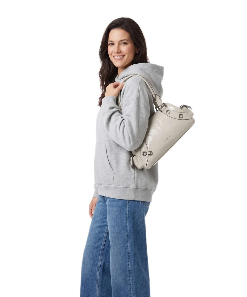 Liebeskind Nika Lack Distressed M Schultertasche milk