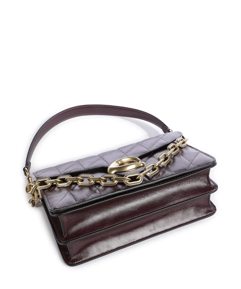 Coach Tabby Quilted Glazed Schultertasche black currant