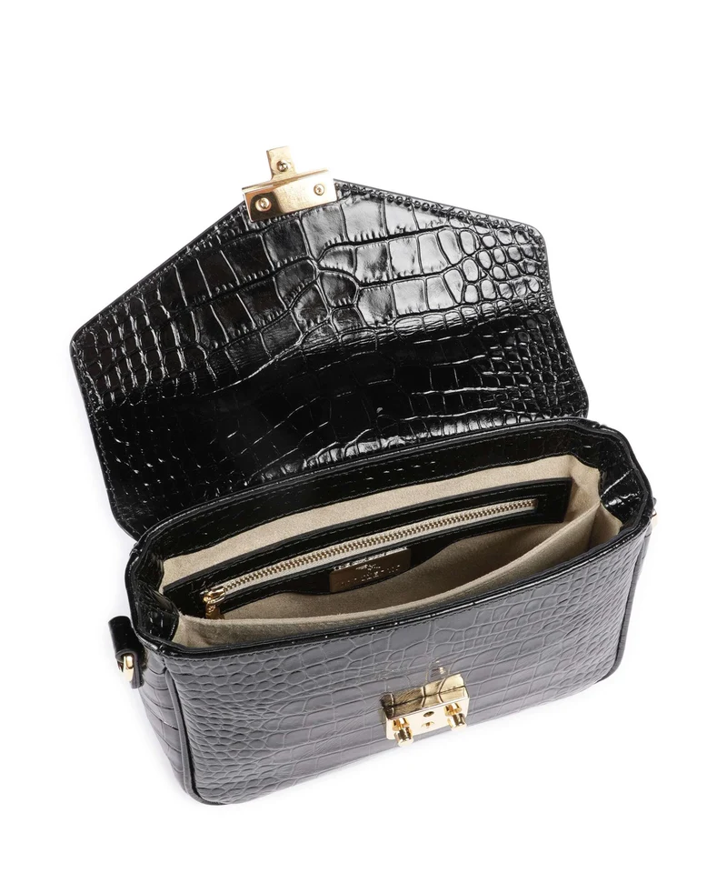 Maison Mollerus Croco Meyrin Umhängetasche classic schwarz