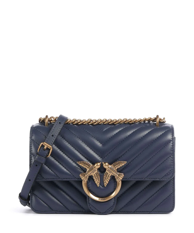 Pinko Love One Mini Schultertasche blu indaco ombroso/antique gold