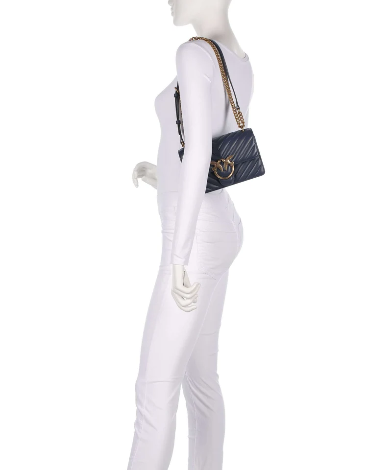 Pinko Love One Mini Schultertasche blu indaco ombroso/antique gold