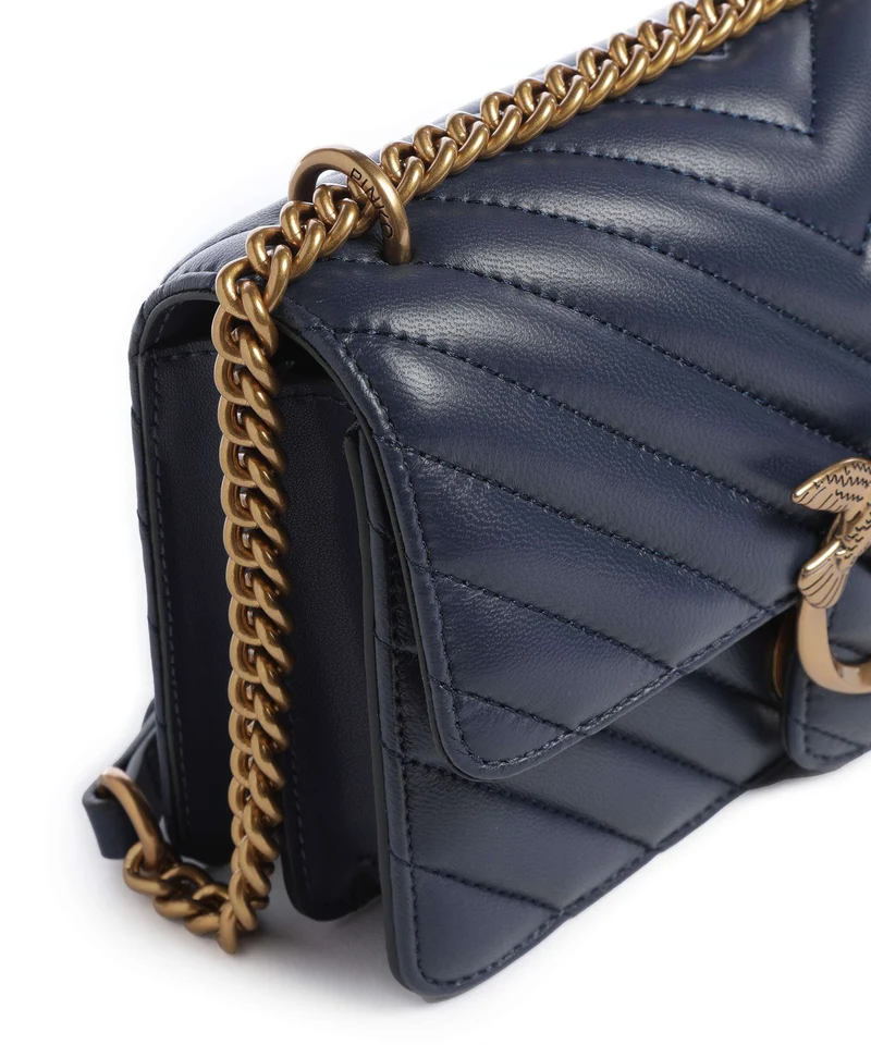 Pinko Love One Mini Schultertasche blu indaco ombroso/antique gold