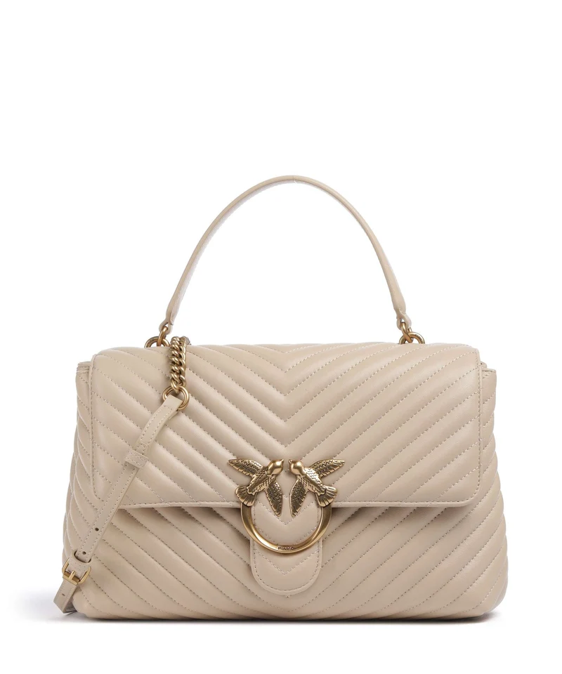 Pinko Love Lady Puff Big Handtasche beige/grigio fumo/antique gold