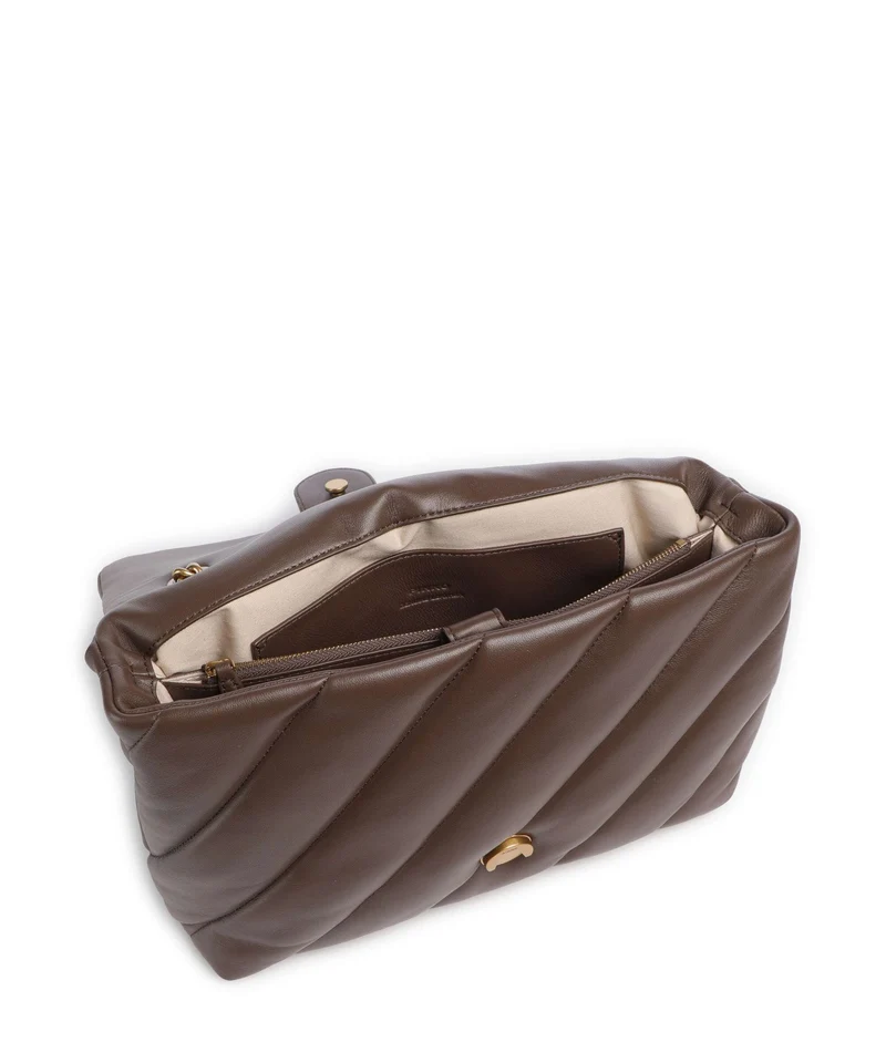 Pinko Love Puff Big Schultertasche marrone castano/antique gold