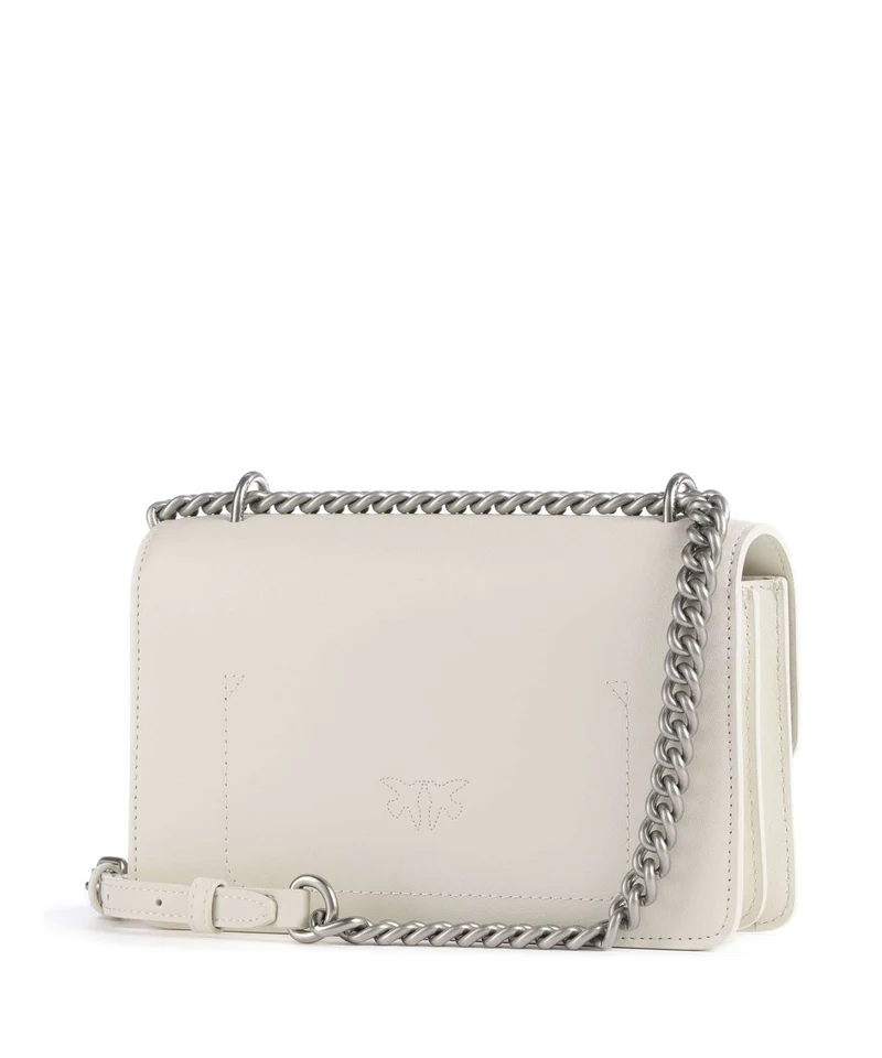 Pinko Love One Mini Schultertasche bianco seta/old silver