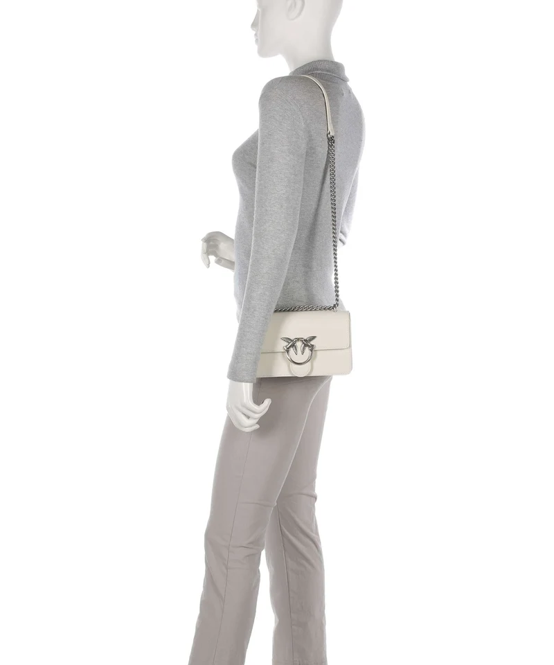 Pinko Love One Mini Schultertasche bianco seta/old silver