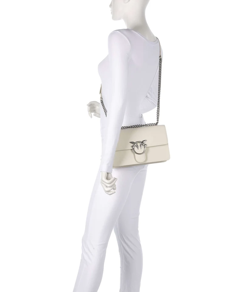 Pinko Love One Classic Schultertasche bianco seta/old silver