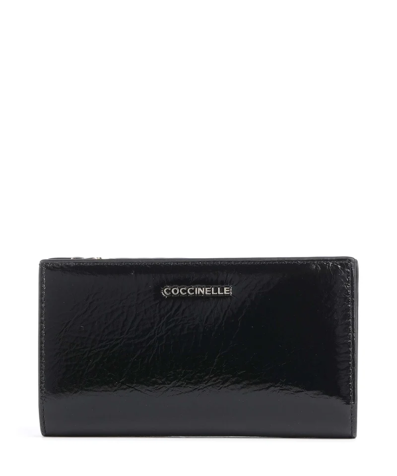 Coccinelle Metallic Shiny Wrinkled Geldbörse noir
