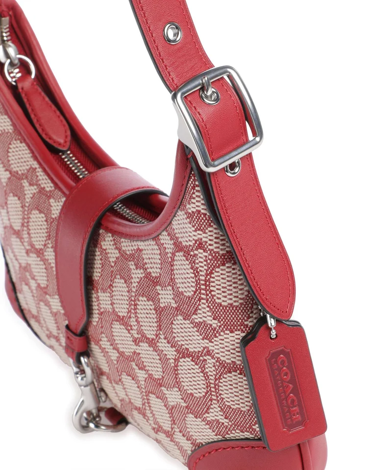 Coach Hamptons Signature Jacquard Schultertasche ruby/ivory