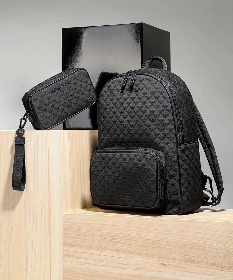 Emporio Armani Omnia Jacquard Kulturbeutel black