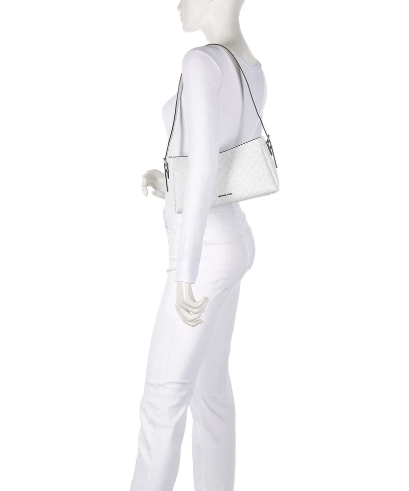 Michael Kors Moore Schultertasche optic white/alluminium