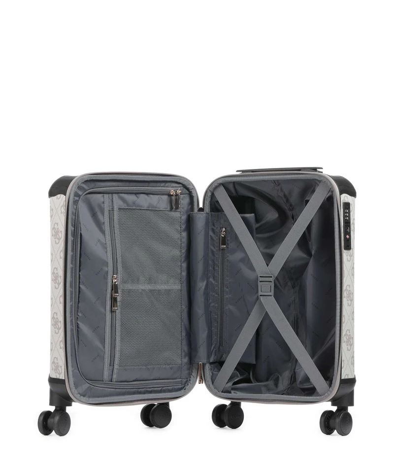 Guess Berta 4G Logo 4-Rollen Trolley dark taupe logo