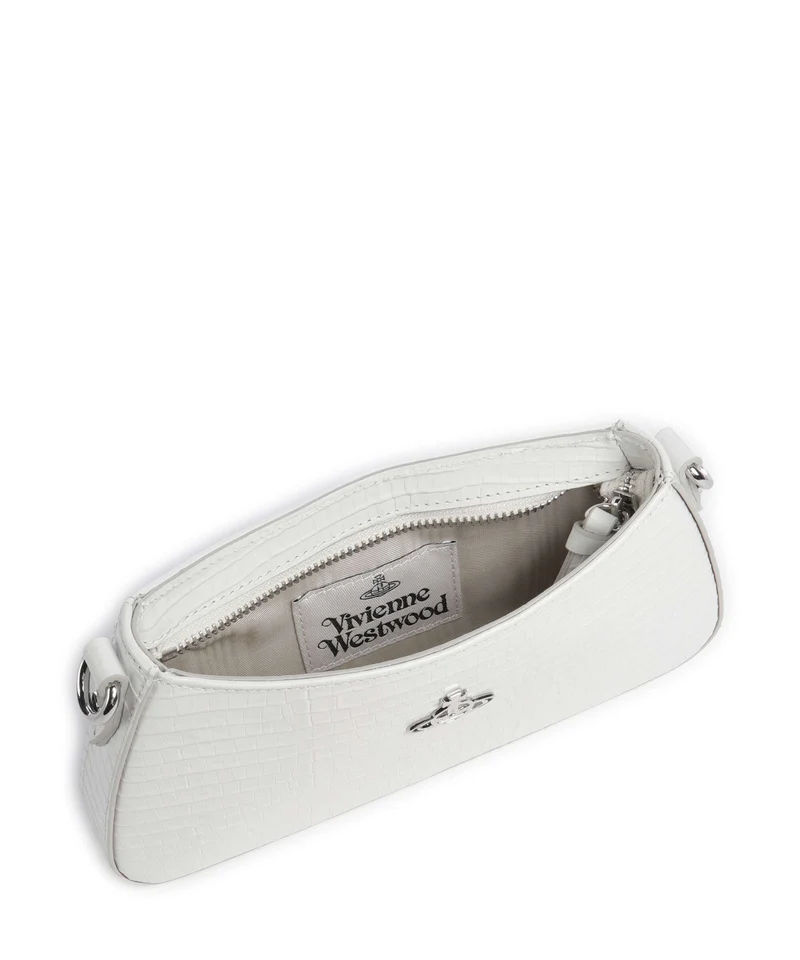 Vivienne Westwood Tasha Embossed Croc Mini Schultertasche white