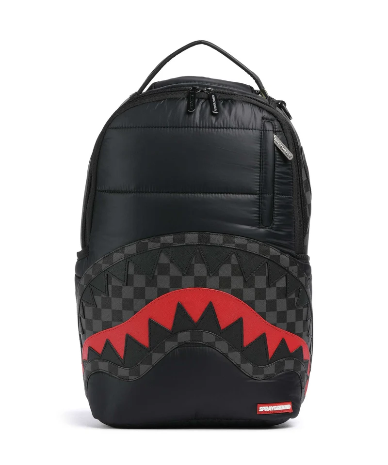 Sprayground Black Puffer Check Rucksack black/grey