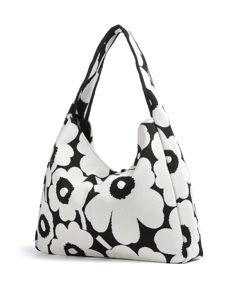 Marimekko Knitted Unikko Beuteltasche black/offwhite