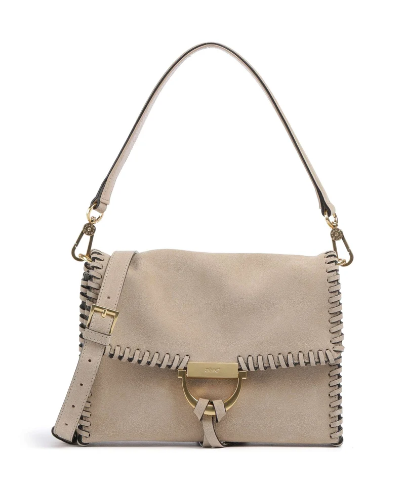 Abro Suede Temi Stitch Schultertasche natural