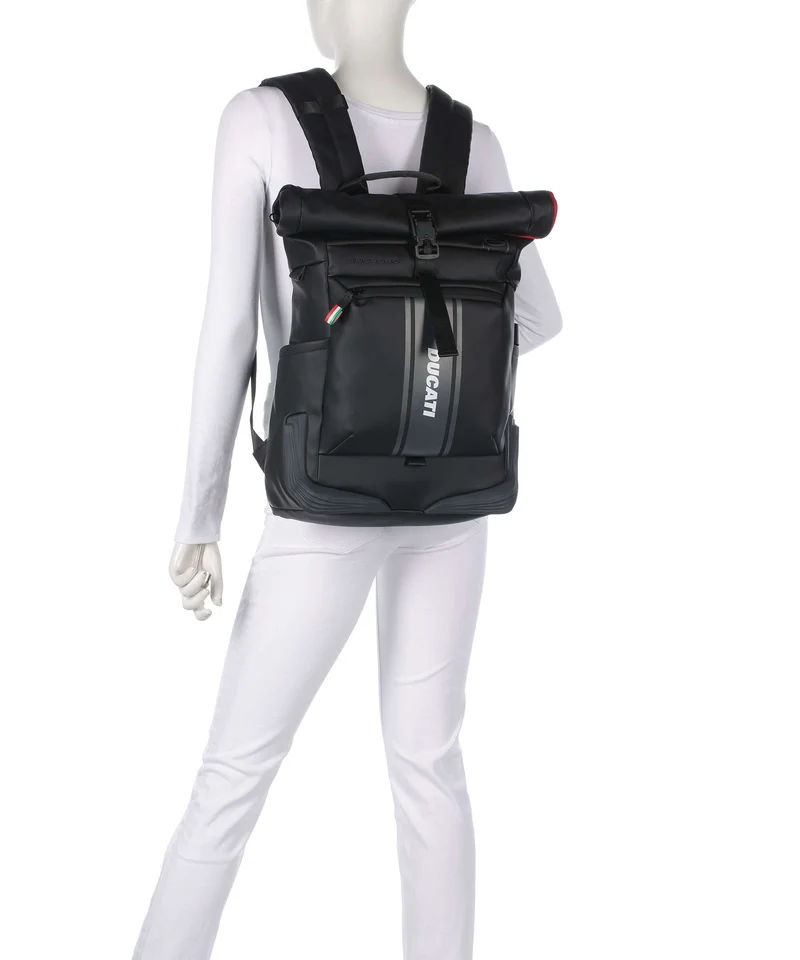 Piquadro Corner Special Ducati Rolltop Rucksack black