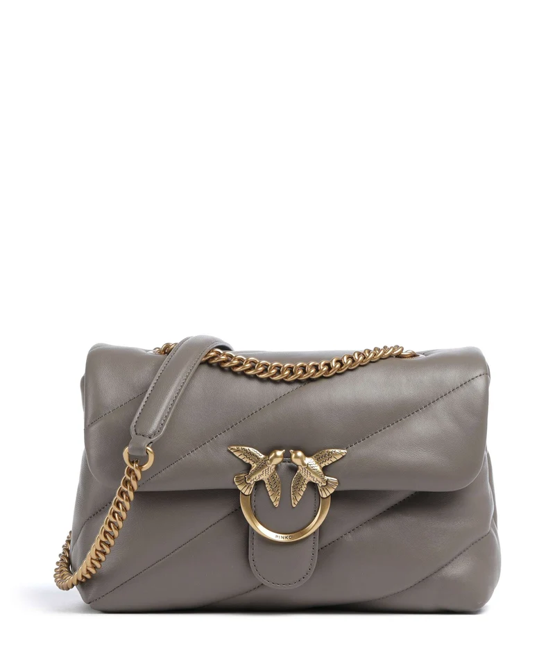 Pinko Love Puff Classic Schultertasche grigio asfalto/antique gold